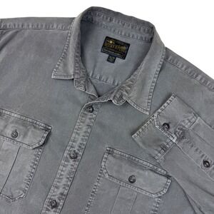Lucky Brand Saturday Stretch Shirt‎ Mens XL Button Front Gray Long Sleeve READ